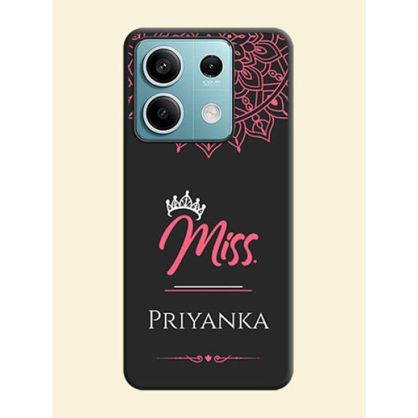 Mrs Name with Floral Design on Space Black Personalized Soft Matte Phone Covers - Poco X6 Neo 5G