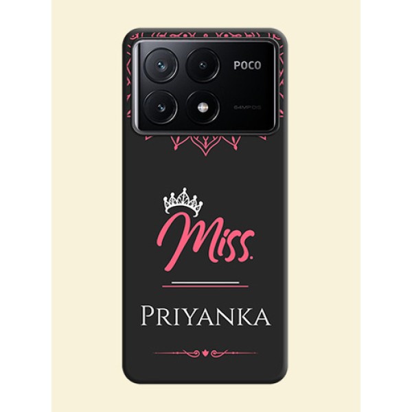 Mrs Name with Floral Design on Space Black Personalized Soft Matte Phone Covers - Poco X6 Pro 5G