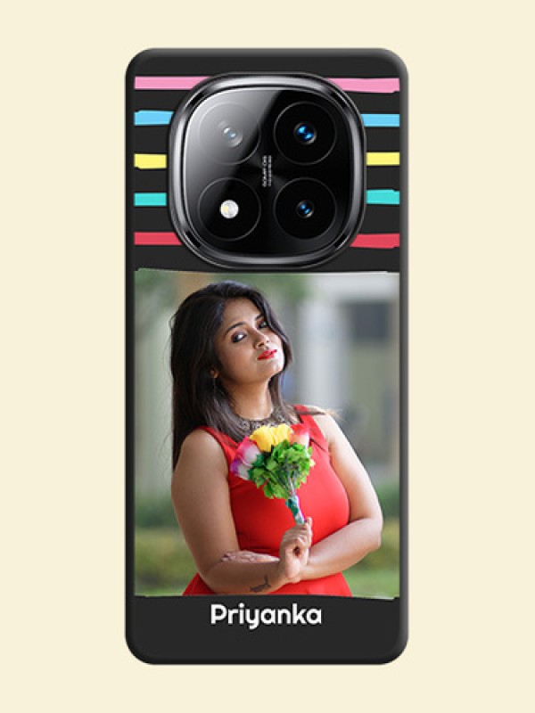 Multicolor Lines with Image On Space Black Custom Soft Matte Mobile Back Cover - Poco X7 5G