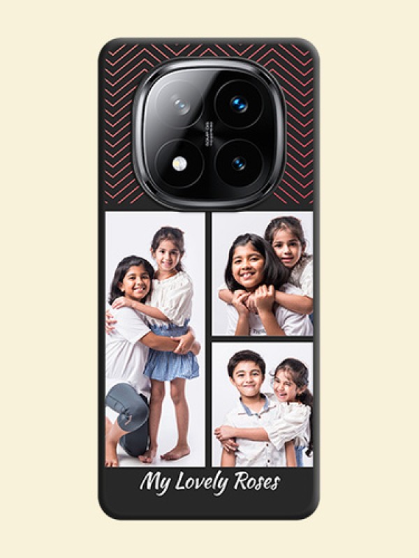 Wave Pattern with 3 Image Holder On Space Black Custom Soft Matte Mobile Back Cover - Poco X7 5G