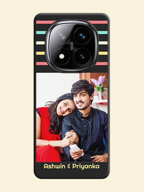 Color Stripes with Photo and Text on Photo On Space Black Custom Soft Matte Mobile Back Cover - Poco X7 5G