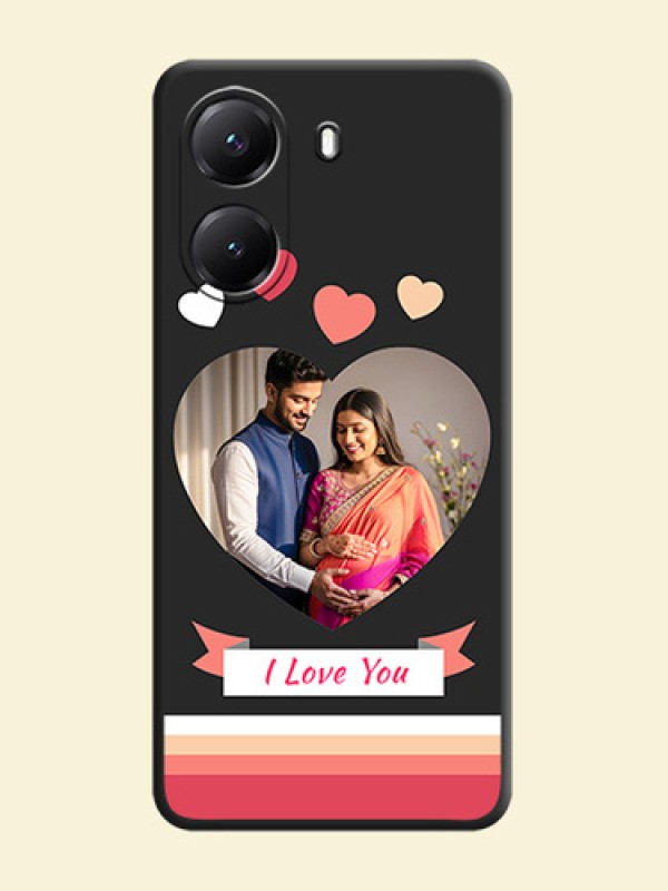 Love Shaped Photo with Colorful Stripes On Space Black Custom Soft Matte Mobile Back Cover - Poco X7 Pro 5G