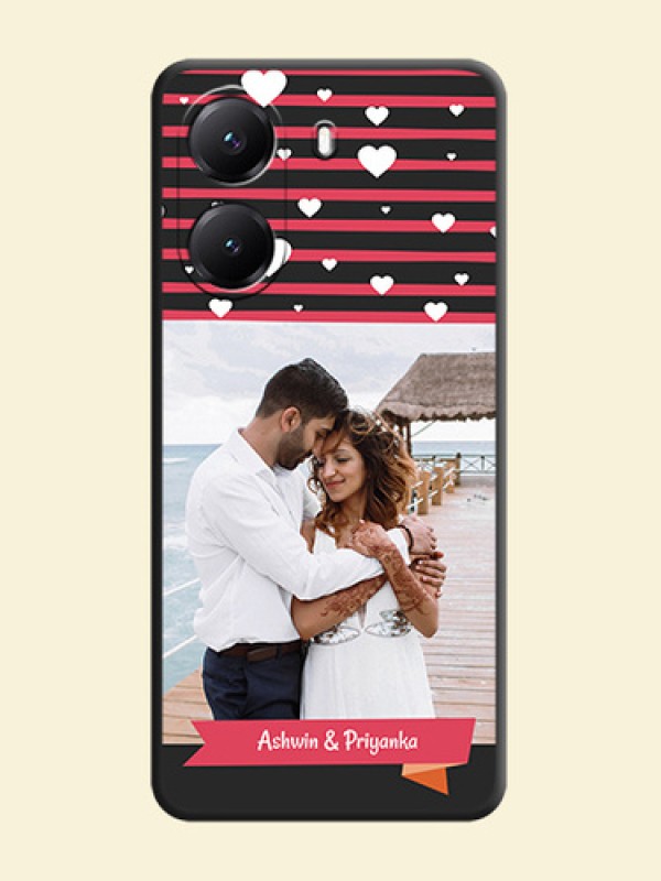 White Color Love Symbols with Pink Lines Pattern On Space Black Custom Soft Matte Mobile Back Cover - Poco X7 Pro 5G