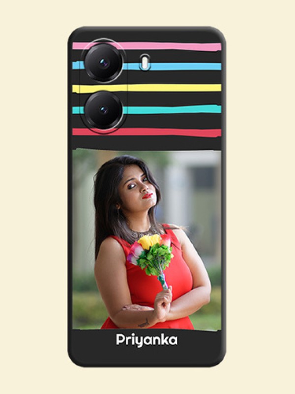 Multicolor Lines with Image On Space Black Custom Soft Matte Mobile Back Cover - Poco X7 Pro 5G