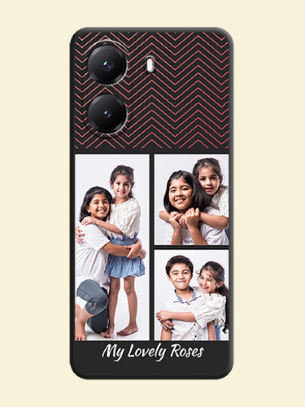 Wave Pattern with 3 Image Holder On Space Black Custom Soft Matte Mobile Back Cover - Poco X7 Pro 5G