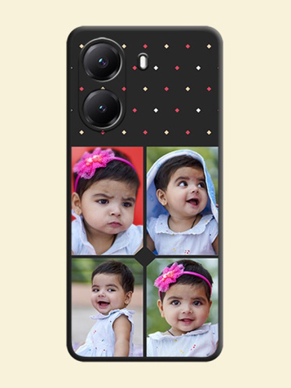 Multicolor Dotted Pattern with 4 Image Holder On Space Black Custom Soft Matte Mobile Back Cover - Poco X7 Pro 5G