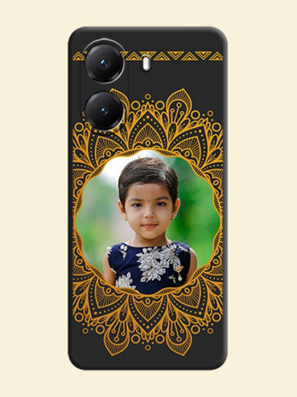 Round Image with Floral Design On Space Black Custom Soft Matte Mobile Back Cover - Poco X7 Pro 5G
