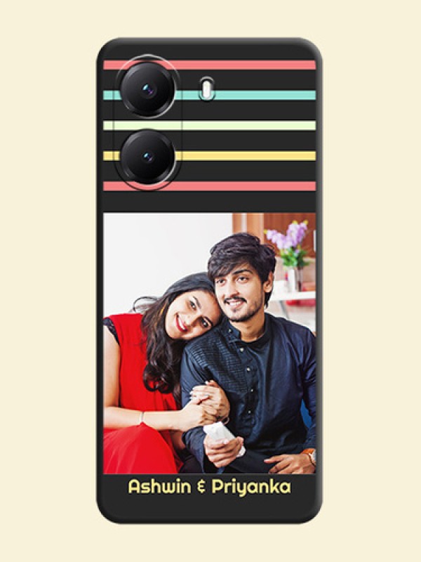 Color Stripes with Photo and Text on Photo On Space Black Custom Soft Matte Mobile Back Cover - Poco X7 Pro 5G