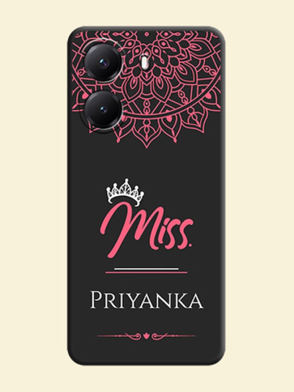 Mrs Name with Floral Design On Space Black Custom Soft Matte Mobile Back Cover - Poco X7 Pro 5G