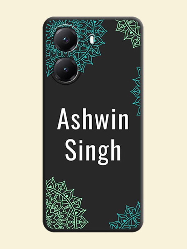 Your Name with Floral Design On Space Black Custom Soft Matte Mobile Back Cover - Poco X7 Pro 5G