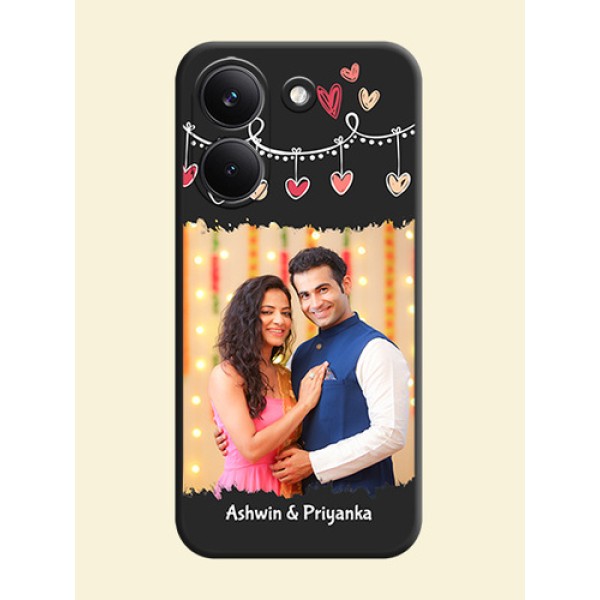 Pink Love Hangings with Name On Space Black Custom Soft Matte Mobile Back Cover - Poco X8 Pro 5G Pink Love Hangings with Name On Space Black Custom Soft Matte Mobile Back Cover - Poco X8 Pro 5G