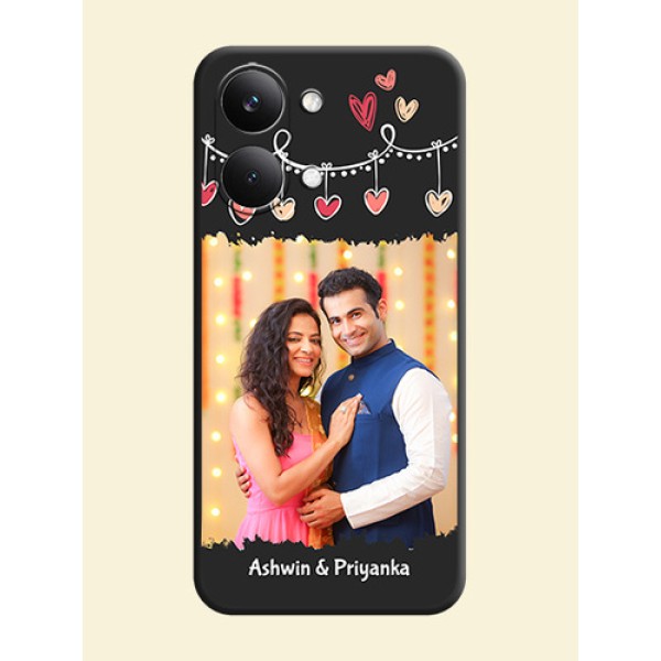 Pink Love Hangings with Name On Space Black Custom Soft Matte Mobile Back Cover - Poco X8 Pro Max 5G Pink Love Hangings with Name On Space Black Custom Soft Matte Mobile Back Cover - Poco X8 Pro Max 5G
