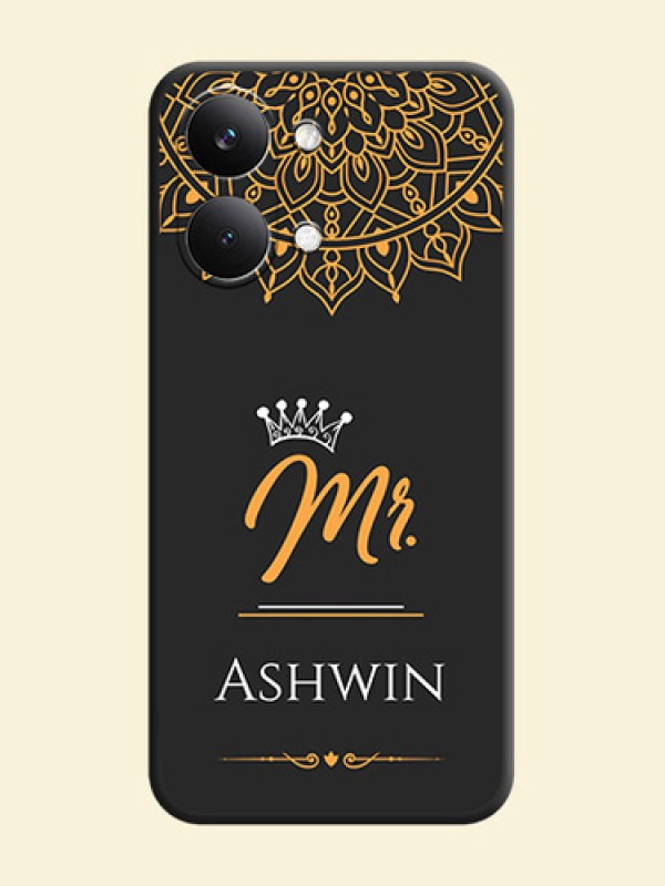 Mr Name with Floral Design On Space Black Custom Soft Matte Mobile Back Cover - Poco X8 Pro Max 5G