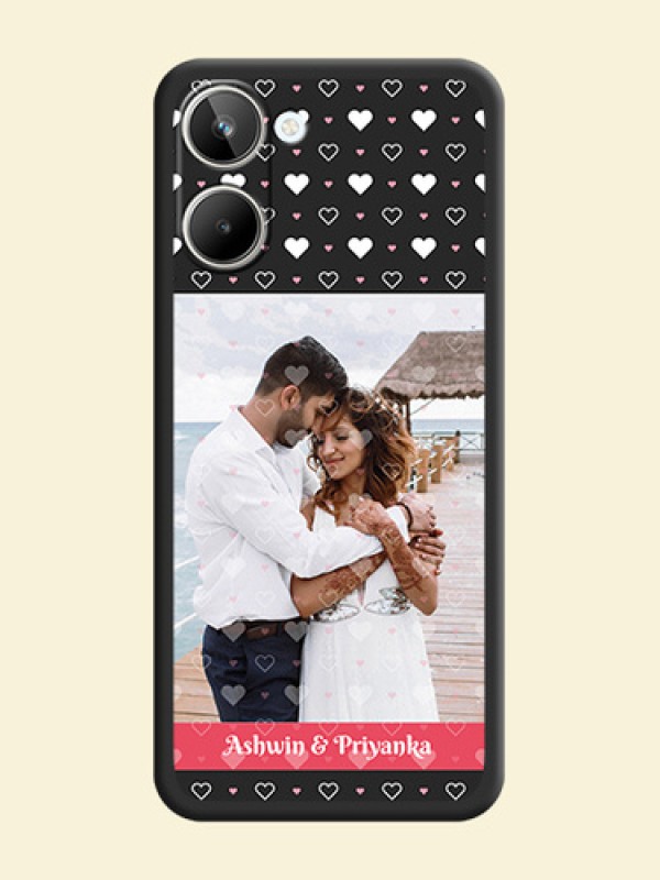 White Color Love Symbols with Text Design on Photo on Space Black Soft Matte Phone Cover - Realme 10 Pro 5G