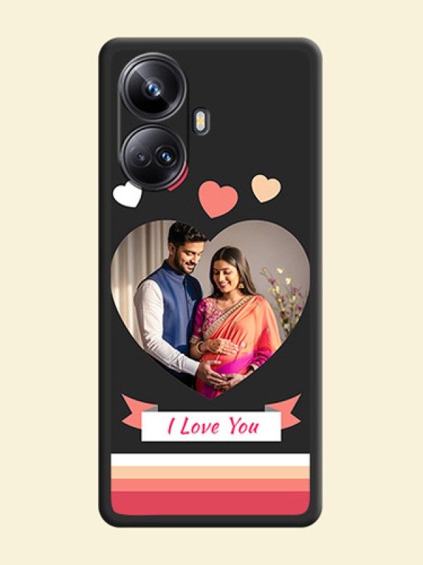 Love Shaped Photo with Colorful Stripes on Personalised Space Black Soft Matte Cases - Realme 10 Pro Plus 5G