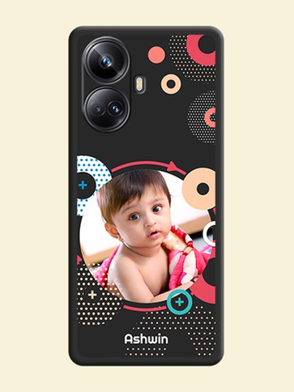 Multicoloured Round Image on Personalised Space Black Soft Matte Cases - Realme 10 Pro Plus 5G