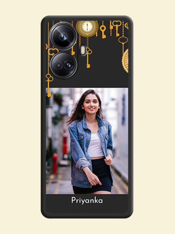 Decorative Design with Text on Space Black Custom Soft Matte Back Cover - Realme 10 Pro Plus 5G