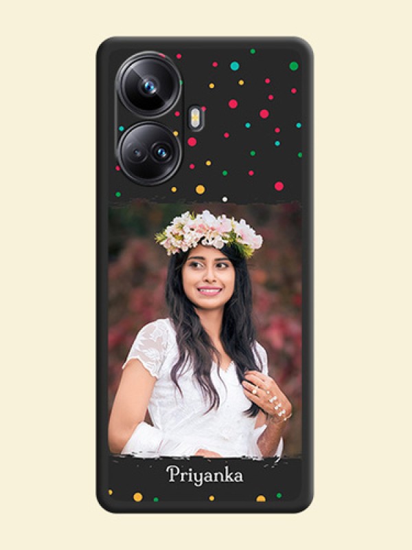 Multicolor Dotted Pattern with Text on Space Black Custom Soft Matte Phone Back Cover - Realme 10 Pro Plus 5G
