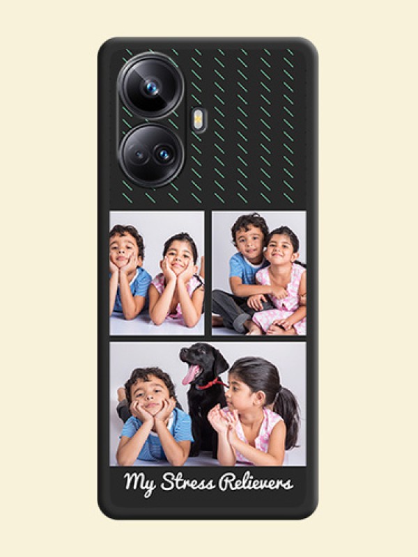 Cross Dotted Pattern with 2 Image Holder  on Personalised Space Black Soft Matte Cases - Realme 10 Pro Plus 5G
