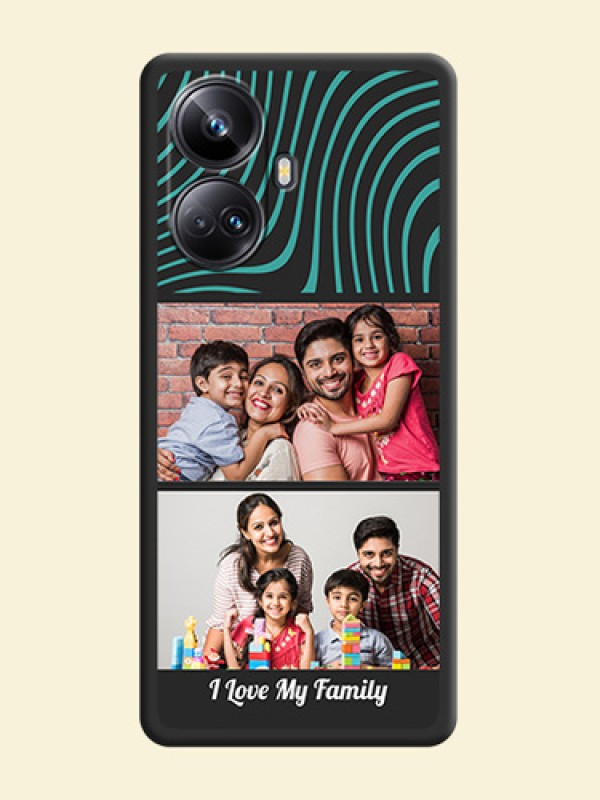 Wave Pattern with 2 Image Holder on Space Black Personalized Soft Matte Phone Covers - Realme 10 Pro Plus 5G
