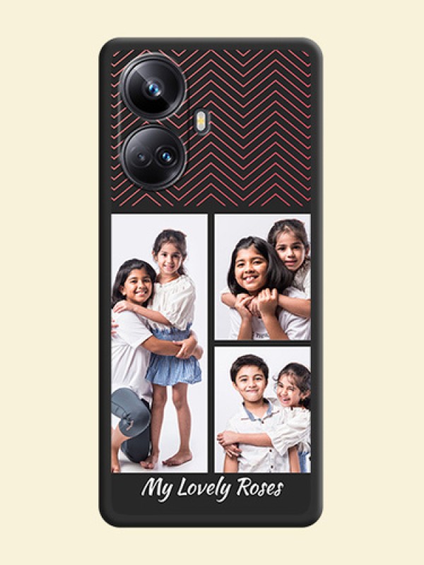 Wave Pattern with 3 Image Holder on Space Black Custom Soft Matte Back Cover - Realme 10 Pro Plus 5G
