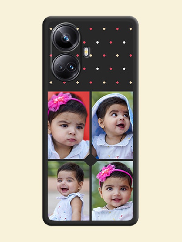 Multicolor Dotted Pattern with 4 Image Holder on Space Black Custom Soft Matte Phone Cases - Realme 10 Pro Plus 5G