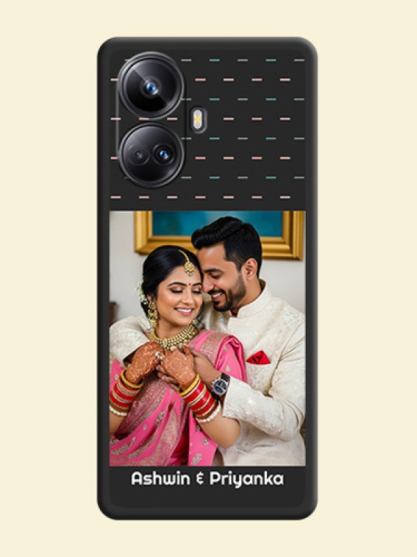Line Pattern Design with Text on Space Black Custom Soft Matte Phone Back Cover - Realme 10 Pro Plus 5G