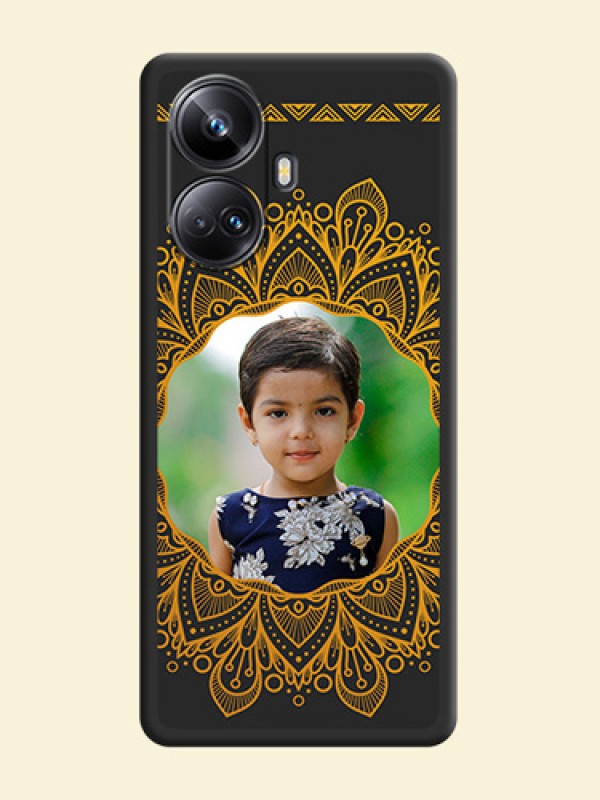 Round Image with Floral Design on Photo on Space Black Soft Matte Mobile Cover - Realme 10 Pro Plus 5G