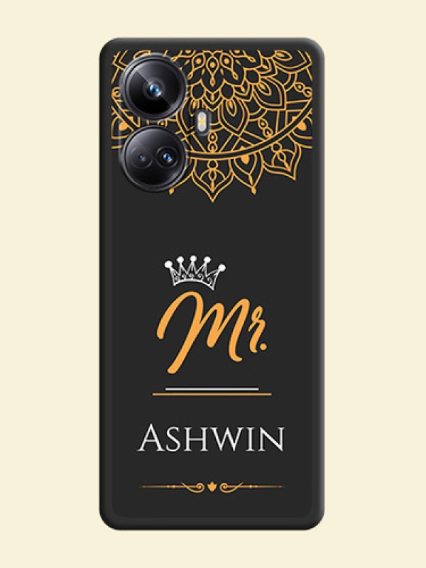 Mr Name with Floral Design  on Personalised Space Black Soft Matte Cases - Realme 10 Pro Plus 5G
