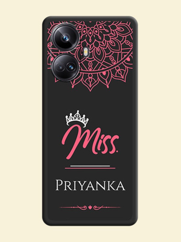 Mrs Name with Floral Design on Space Black Personalized Soft Matte Phone Covers - Realme 10 Pro Plus 5G