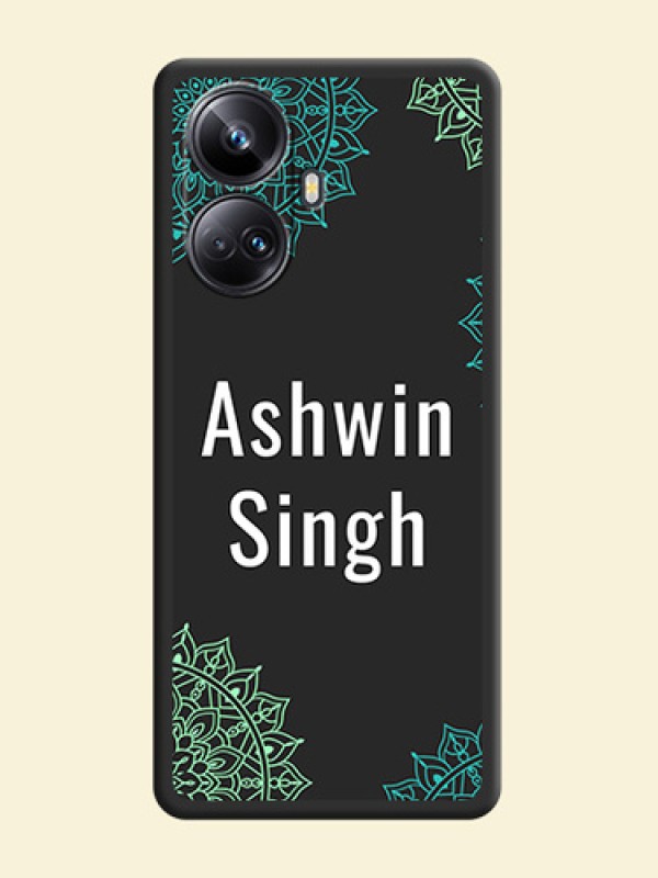 Your Name with Floral Design on Space Black Custom Soft Matte Back Cover - Realme 10 Pro Plus 5G