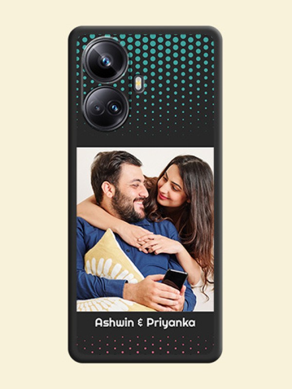 Faded Dots with Grunge Photo Frame and Text on Space Black Custom Soft Matte Phone Cases - Realme 10 Pro Plus 5G