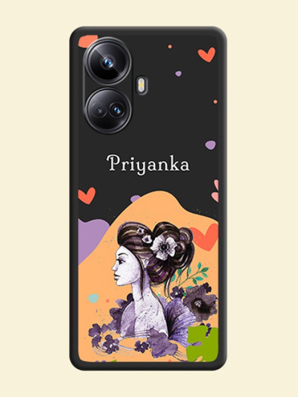 Namecase For Her With Fancy Lady Image On Space Black Personalized Soft Matte Phone Covers -Realme 10 Pro Plus 5G