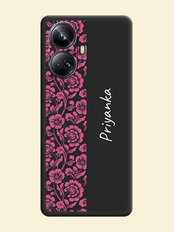 Pink Floral Pattern Design With Custom Text On Space Black Personalized Soft Matte Phone Covers -Realme 10 Pro Plus 5G