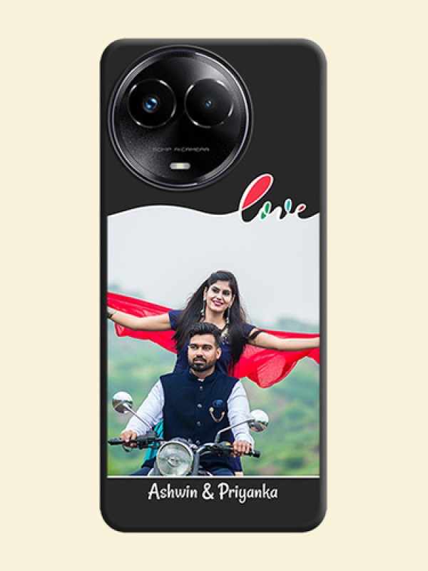 Fall in Love Pattern with Picture on Photo On Space Black Custom Soft Matte Mobile Back Cover - Realme 11 5G