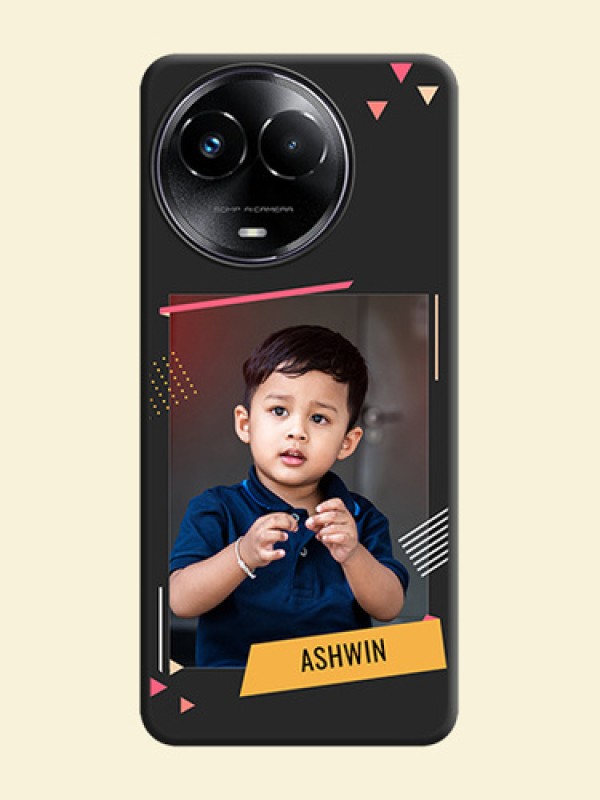 Photo Frame with Triangle Small Dots on Photo On Space Black Custom Soft Matte Mobile Back Cover - Realme 11 5G