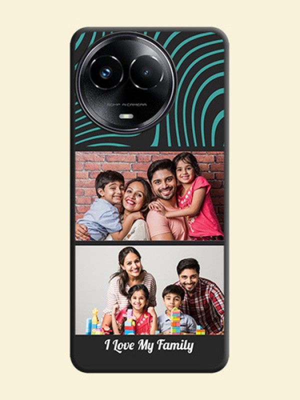 Wave Pattern with 2 Image Holder On Space Black Custom Soft Matte Mobile Back Cover - Realme 11 5G