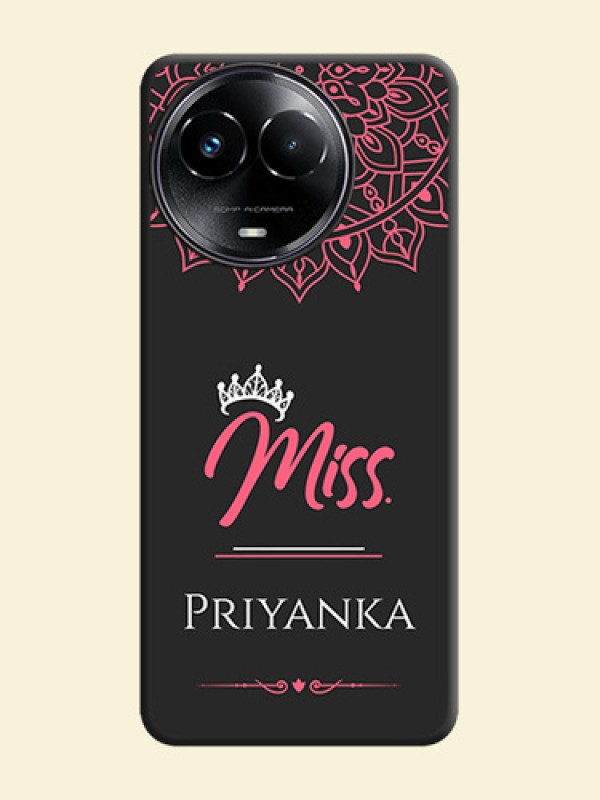 Mrs Name with Floral Design On Space Black Custom Soft Matte Mobile Back Cover - Realme 11 5G