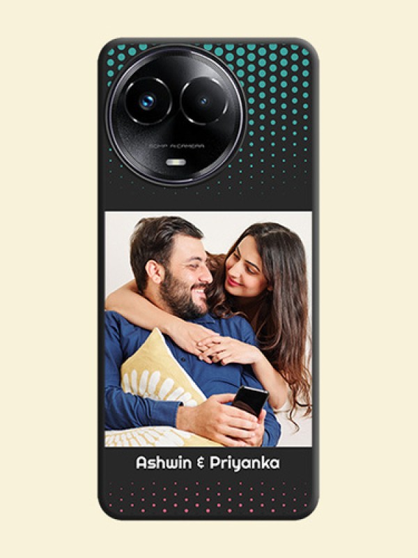 Faded Dots with Grunge Photo Frame and Text On Space Black Custom Soft Matte Mobile Back Cover - Realme 11 5G