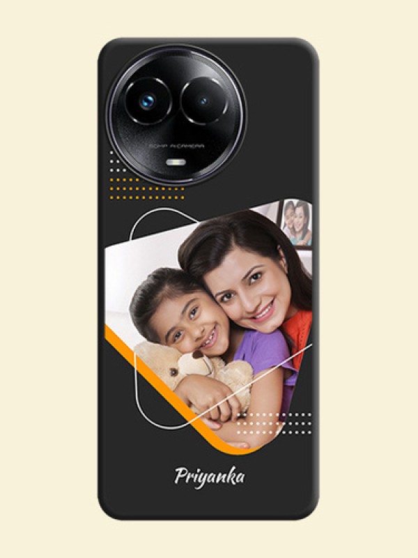Yellow Triangle on Photo On Space Black Custom Soft Matte Mobile Back Cover - Realme 11 5G