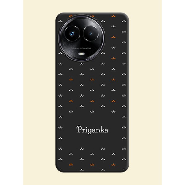 Simple Pattern With Custom Text On Space Black Custom Soft Matte Mobile Back Cover - Realme 11 5G