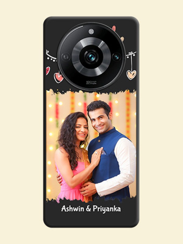 Pink Love Hangings with Name on Space Black Custom Soft Matte Phone Cases - Realme 11 Pro 5G
