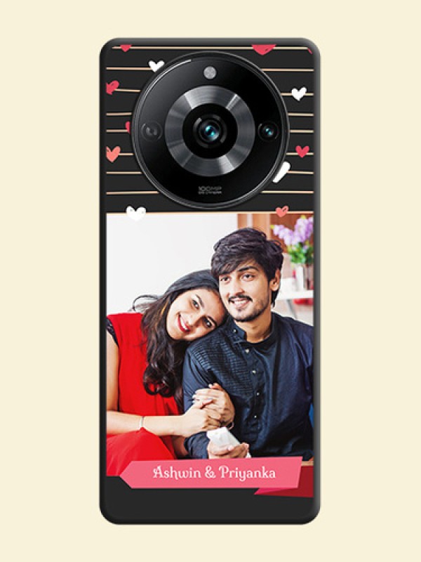 Love Pattern with Name on Pink Ribbon - Photo on Space Black Soft Matte Back Cover - Realme 11 Pro 5G
