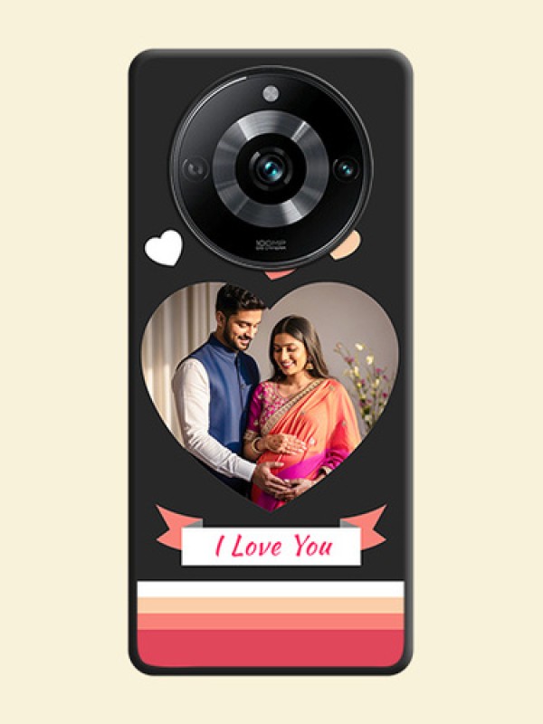 Love Shaped Photo with Colorful Stripes on Personalised Space Black Soft Matte Cases - Realme 11 Pro 5G