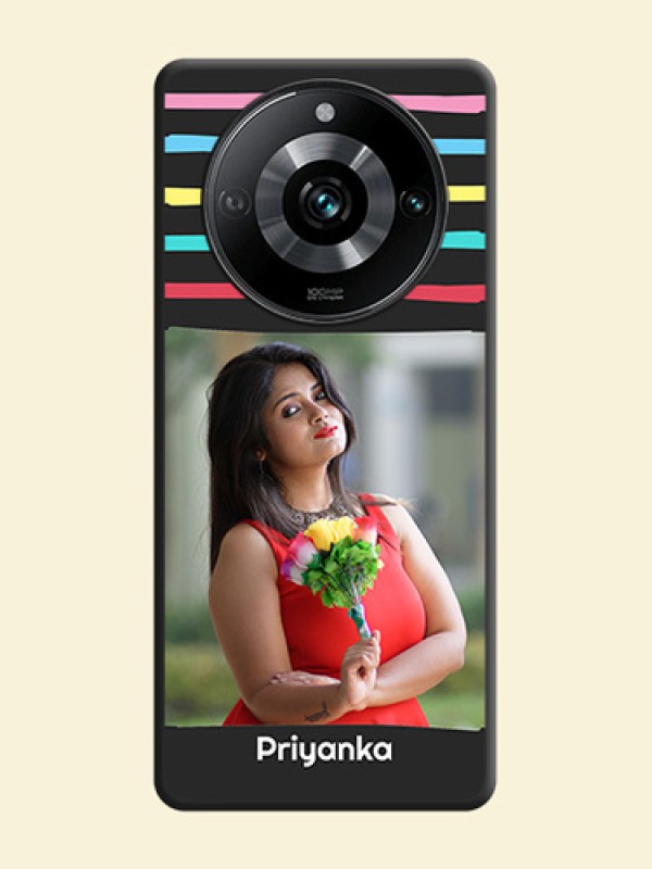 Multicolor Lines with Image on Space Black Personalized Soft Matte Phone Covers - Realme 11 Pro 5G