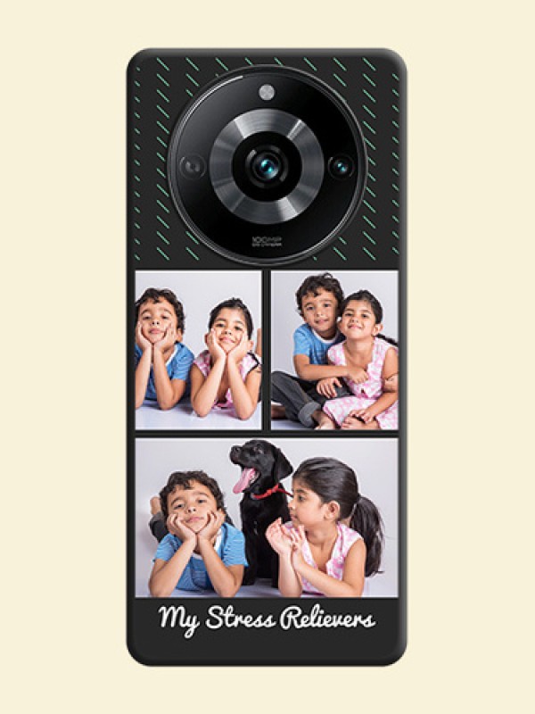 Cross Dotted Pattern with 2 Image Holder on Personalised Space Black Soft Matte Cases - Realme 11 Pro 5G