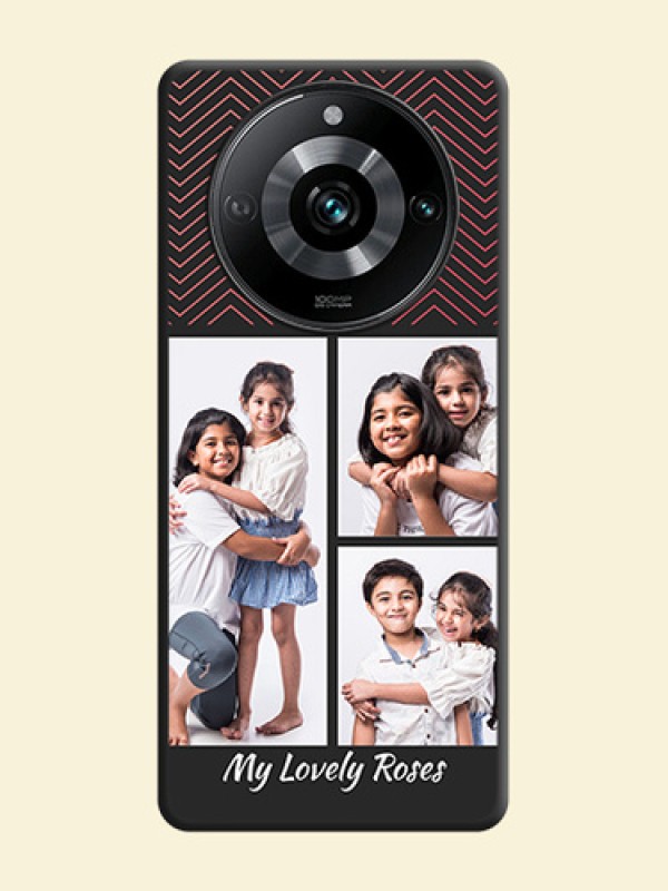 Wave Pattern with 3 Image Holder on Space Black Custom Soft Matte Back Cover - Realme 11 Pro 5G