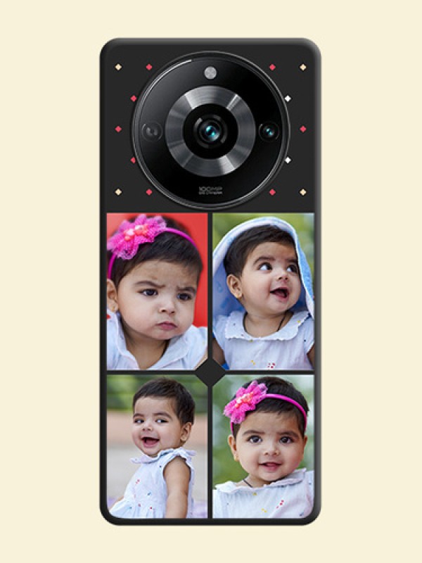 Multicolor Dotted Pattern with 4 Image Holder on Space Black Custom Soft Matte Phone Cases - Realme 11 Pro 5G