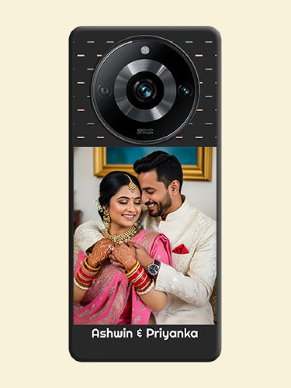 Line Pattern Design with Text on Space Black Custom Soft Matte Phone Back Cover - Realme 11 Pro 5G