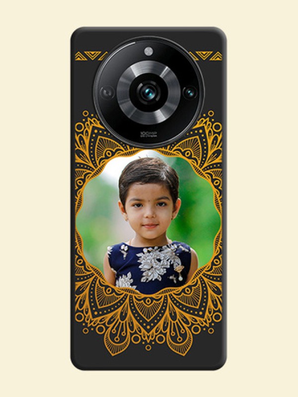 Round Image with Floral Design - Photo on Space Black Soft Matte Mobile Cover - Realme 11 Pro 5G